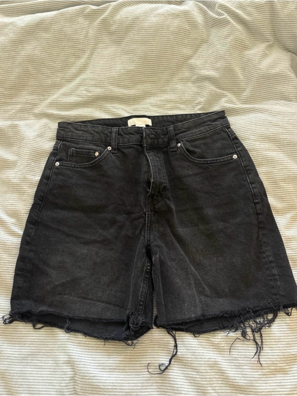 Black High-Waist Jean Shorts